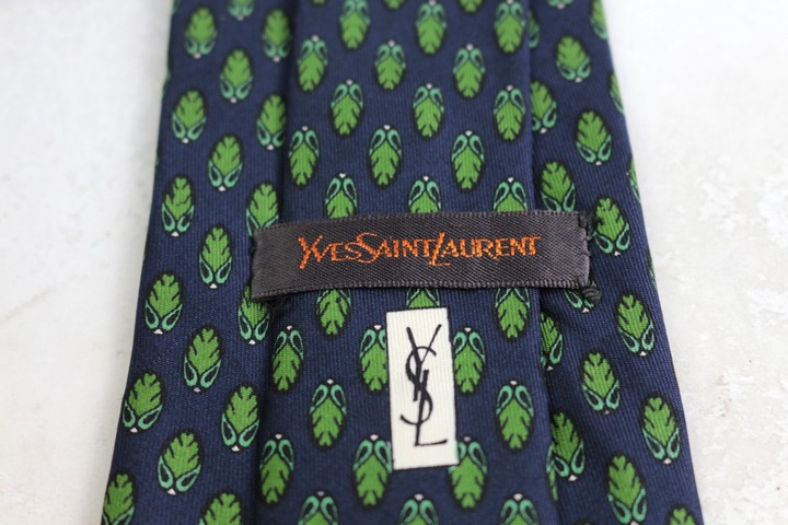 イヴ・サンローラン ブランドネクタイ YSL 総柄 ドット 小紋柄 シルク