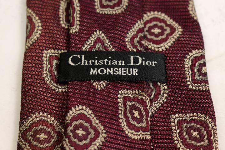 クリスチャンディオール ブランド ネクタイ 小紋柄 花柄 シルク PO