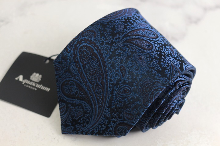 ꧁新品未使用꧂ アクアスキュータム ネクタイ ペイズリー ネイビー パープル アクアスキュータム ブランド ネクタイ ペイズリー柄 タグ付き 未使用