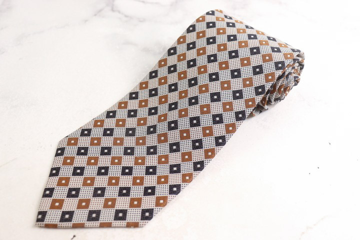 【極美品】GIORGIO ARMANI チェック柄 ブラウン ネクタイ ジョルジオアルマーニ ネクタイ ブランド チェッカー柄 シルク 未使用