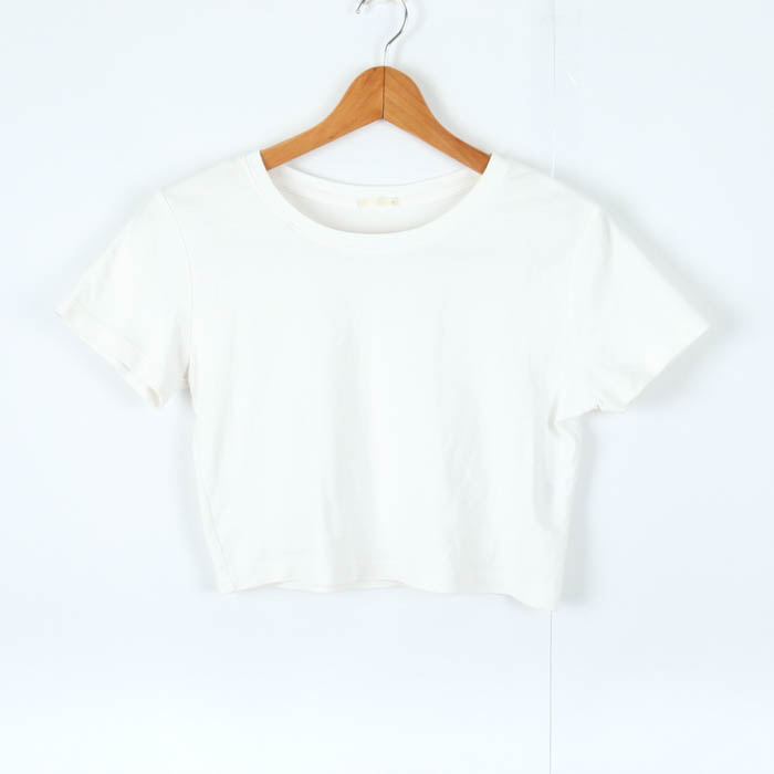ジーユー 半袖Tシャツ クロップドT レディース Mサイズ ホワイト GU