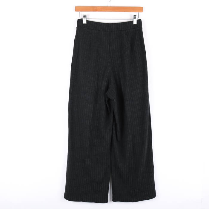 ユニクロ ワイドパンツ ピンストライプ柄 レディース Mサイズ ブラック 