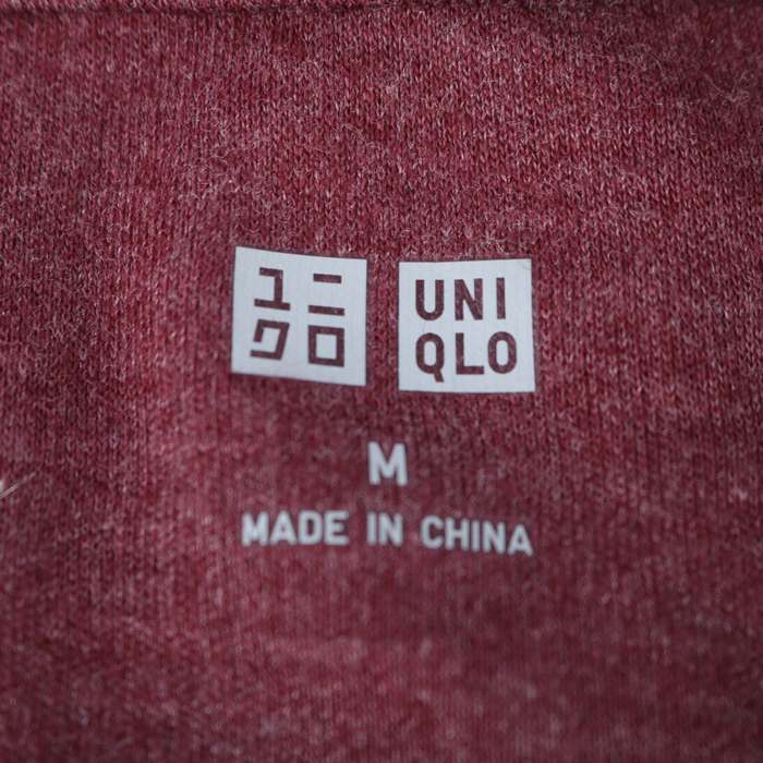 ユニクロ 長袖Ｔシャツ メンズ Mサイズ ワインレッド UNIQLO 【中古