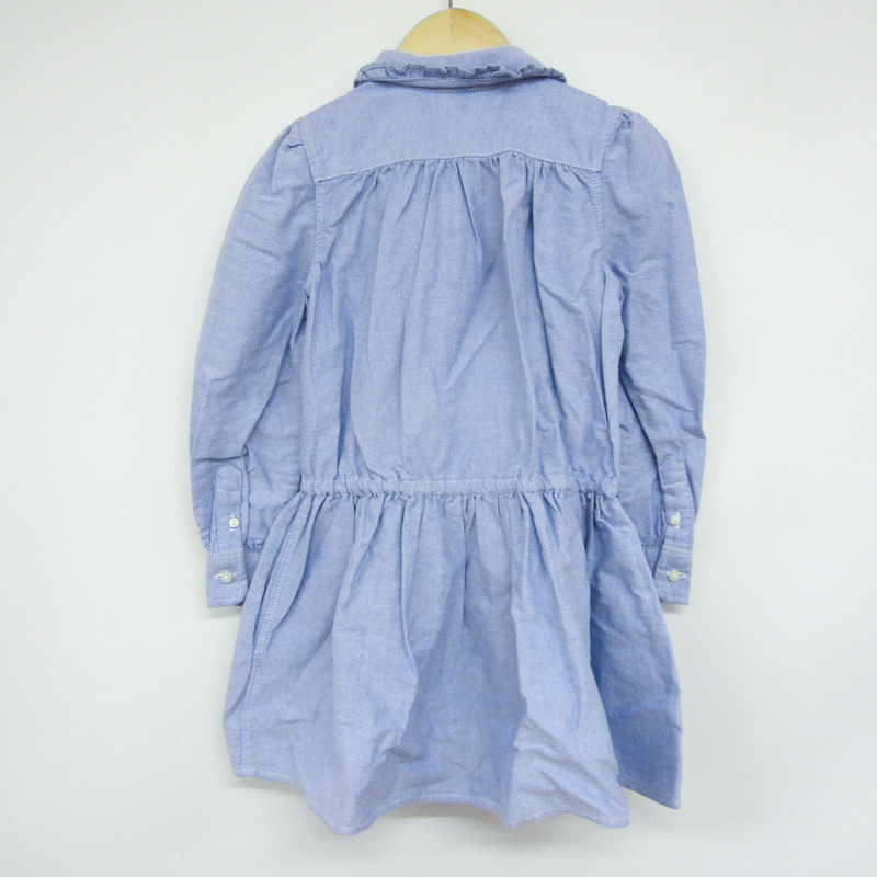 ラルフローレン 長袖ワンピース シャツワンピース キッズ 女の子用 110/56サイズ ブルー RALPH LAUREN 【中古】