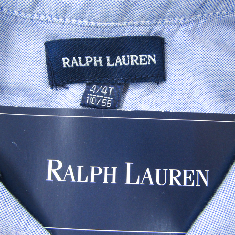 ラルフローレン 長袖ワンピース シャツワンピース キッズ 女の子用 110/56サイズ ブルー RALPH LAUREN 【中古】