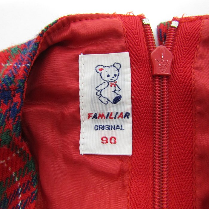 ファミリア ワンピース トップス ジャンパースカート チェック柄 ベビー 女の子用 90サイズ レッド Familiar  【中古】｜Familiar｜店舗買取｜ママ＆ベビー＞その他ベビーウェア｜USEDのアパレル通販サイト - SMASELL（スマセル）