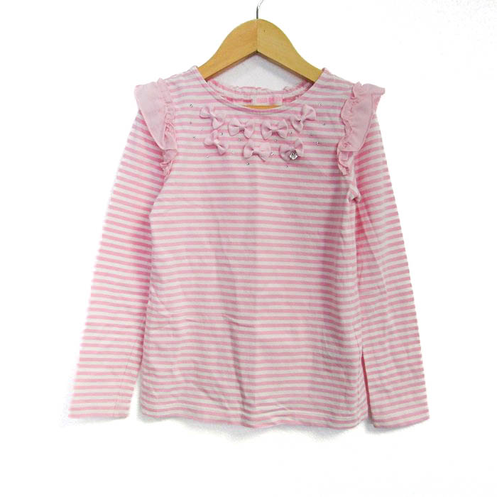 ポンポネット ピンク/ボーダー 長袖 Tシャツ サイズS｜ベビー・キッズ