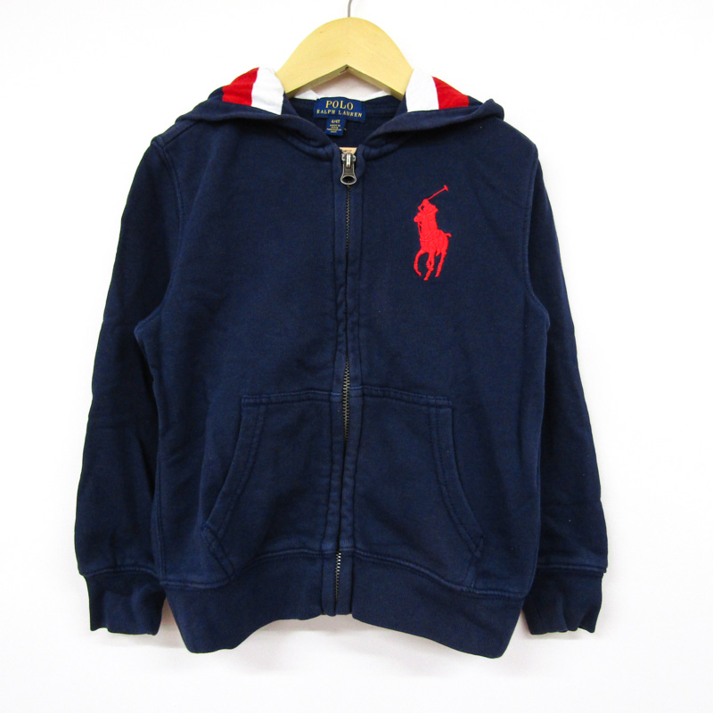 ポロ・ラルフローレン パーカー スウェット スエット ビッグポニー キッズ 男の子用 4/4Tサイズ ネイビー POLO RALPH LAUREN  【中古】