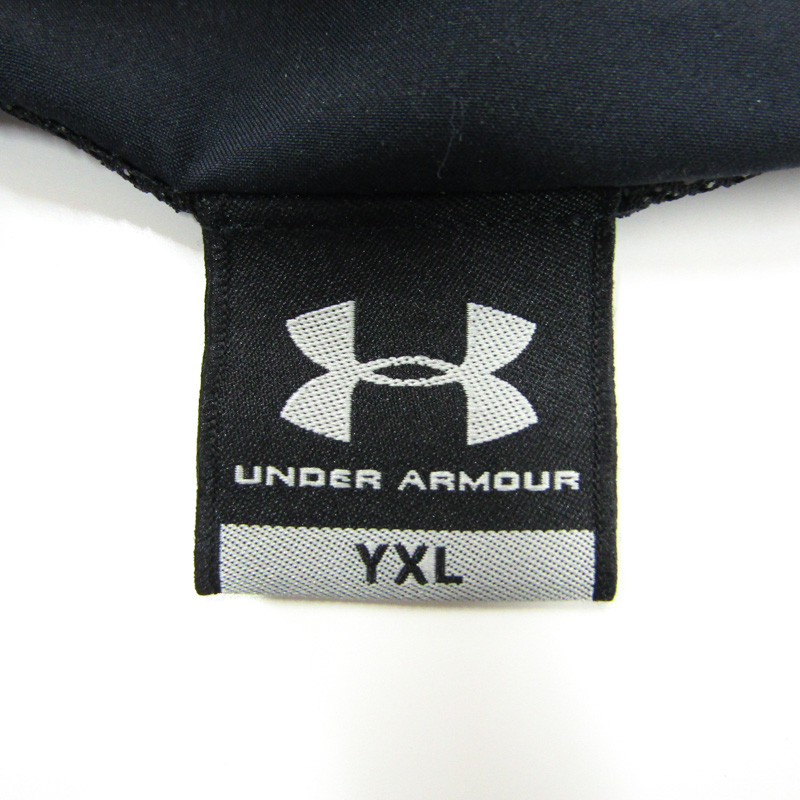 アンダーアーマー ジップアップジャージ バックロゴ スポーツウエア キッズ 男の子用 YXLサイズ ブラック×レッド UNDER ARMOUR 【中古】