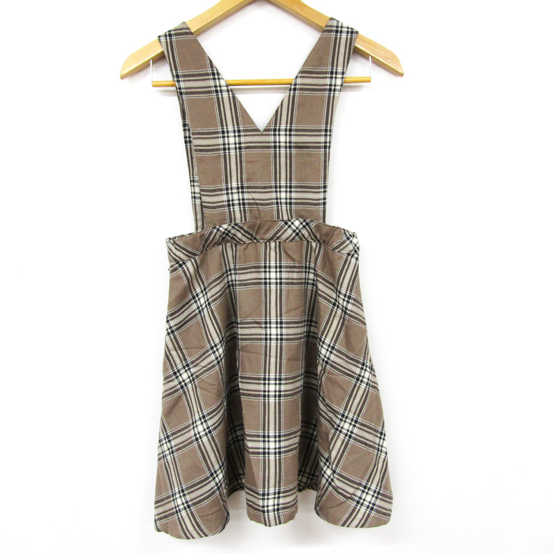 mezopiano チェック柄オーバーオール 150cm オールインワン・サロペット（柄チェック,ストライプ