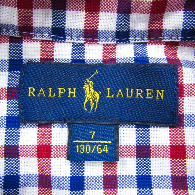 ラルフローレン 長袖シャツ トップス チェック柄 ボタンダウン キッズ 男の子用 9 1/32サイズ レッド×ネイビー RALPH LAUREN  【中古】｜RALPH LAUREN｜店舗買取｜ママ＆ベビー＞その他ベビーウェア｜USEDのアパレル通販サイト - SMASELL（スマセル）