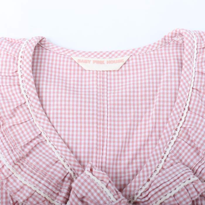 ピンクハウス ブラウス シャツ トップス フリル チェック柄 未使用品 キッズ 女の子用 Mサイズ ピンク PINK HOUSE 【中古】｜PINK  HOUSE｜店舗買取｜ママ＆ベビー＞その他ベビーウェア｜USEDのアパレル通販サイト - SMASELL（スマセル）