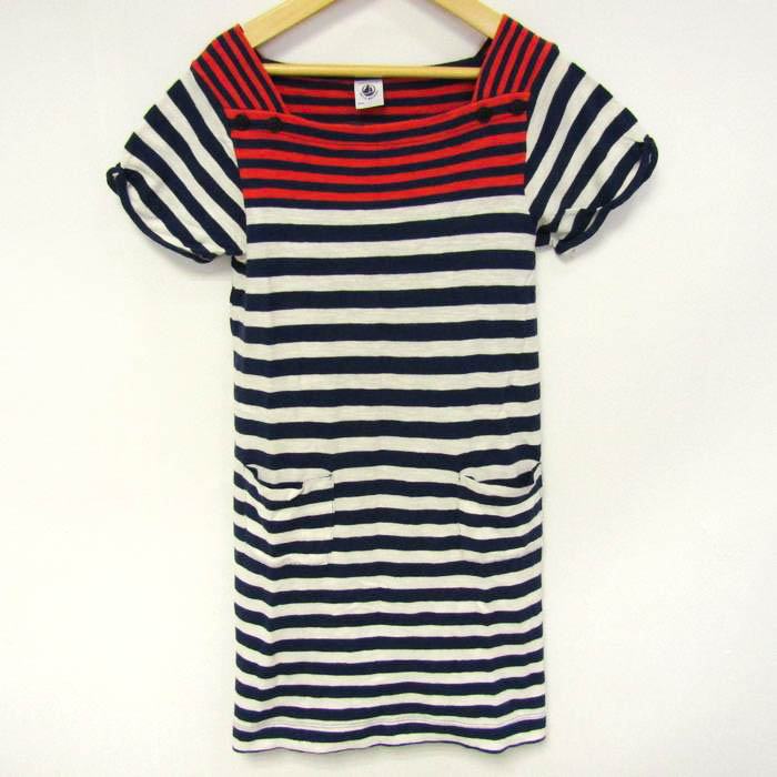 プチバトー ワンピース トップス 半袖 ボーダー柄 キッズ 女の子用 8ans/126cmサイズ 青×白 PETIT BATEAU 【中古】｜PETIT  BATEAU｜店舗買取｜ママ＆ベビー＞その他ベビーウェア｜USEDのアパレル通販サイト - SMASELL（スマセル）