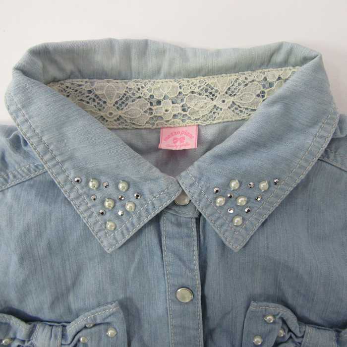 メゾピアノ 長袖シャツ トップス デニムシャツ ビジュー キッズ 女の子  