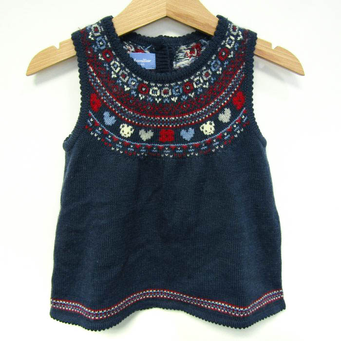 ファミリア ベスト ジャケット アウター ノルディック柄 ウール混  
