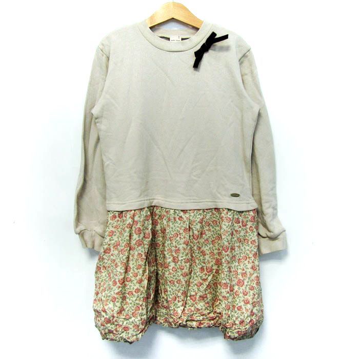 プティマイン ワンピース トップス 長袖 スウェット 切替デザイン 未  