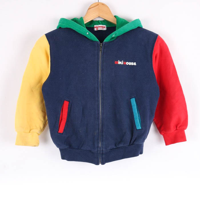 ミキハウス パーカー トップス スウェット ブロックカラー 日本製  