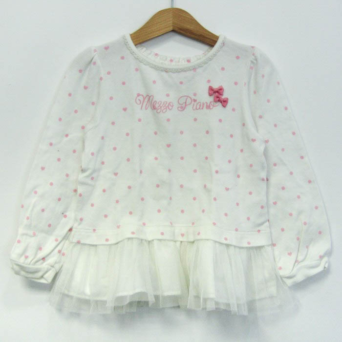 メゾピアノ 長袖Ｔシャツ トップス ドット柄 裾フレア チュール キッズ 女の子用 120サイズ 白×ピンク Mezzo Piano  【中古】｜Mezzo Piano｜店舗買取｜ママ＆ベビー＞その他ベビーウェア｜USEDのアパレル通販サイト SMASELL（スマセル）