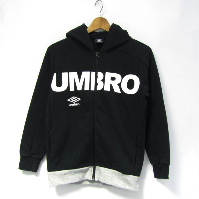 アンブロ　UMBRO パーカー　黒　センターロゴ　ステッチ　オーバーサイズ　古着 アンブロ UMBRO パーカー 黒 センターロゴ ステッチ オーバー