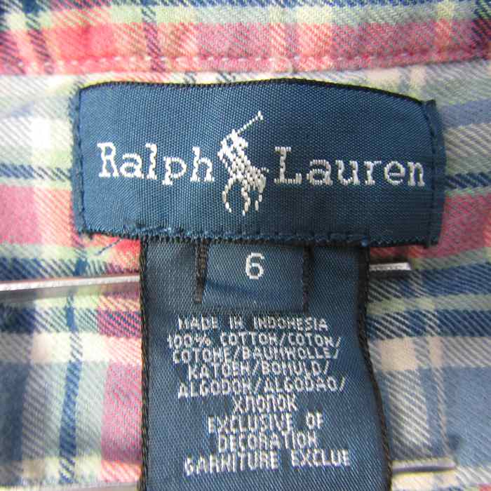 ラルフローレン 長袖シャツ トップス ボタンダウン チェック柄 キッズ 男の子用 6サイズ 青×ピンク RALPH LAUREN 【中古】｜RALPH  LAUREN｜店舗買取｜ママ＆ベビー＞その他ベビーウェア｜USEDのアパレル通販サイト - SMASELL（スマセル）