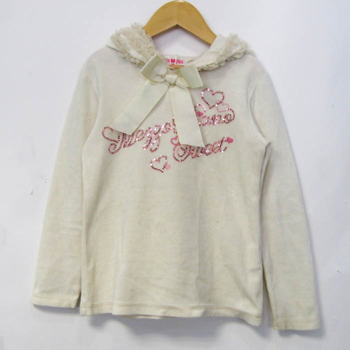 メゾピアノ パーカー トップス 長袖Tシャツ リボン スパンコール  