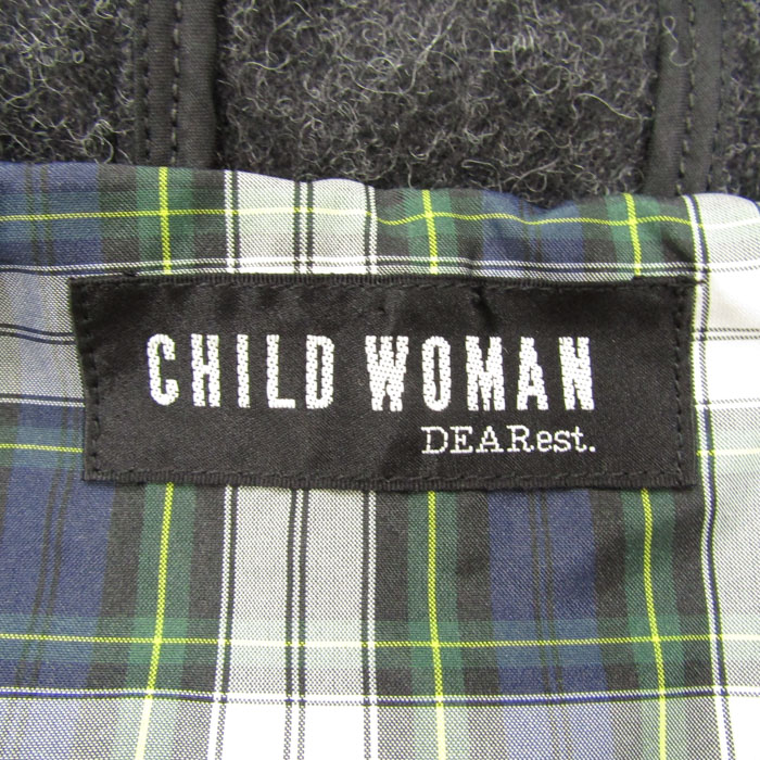 チャイルドウーマン コート フード付き ジャケット アウター ウール混 レディース Fサイズ グレー CHILD WOMAN