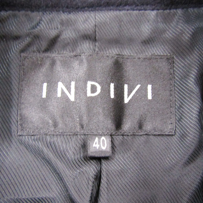 インディヴィ ステンカラーコート ジャケット フォーマル 日本製 ウール・アンゴラ混 アウター レディース 40サイズ ブラック INDIVI