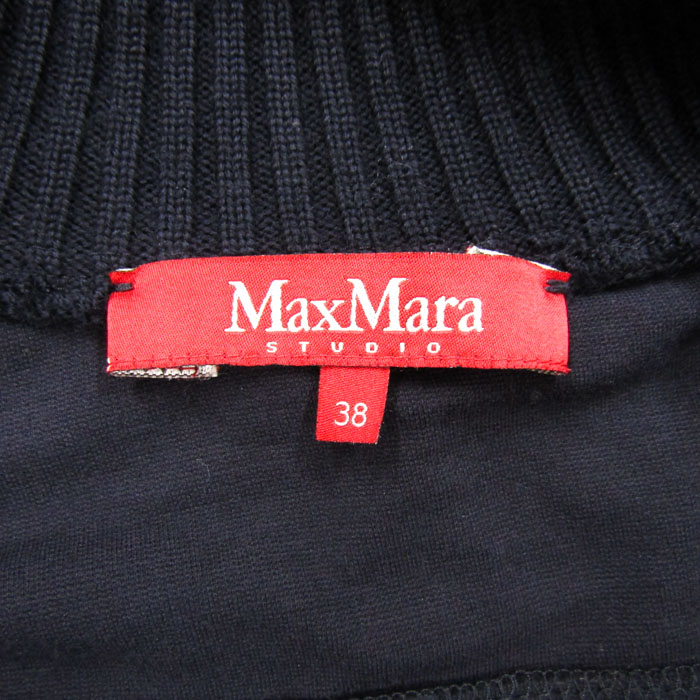 マックスマーラ studio ジャケット ブルゾン フルジップ ハイネック ストレッチ アウター レディース 38サイズ ブラック MAX MARA