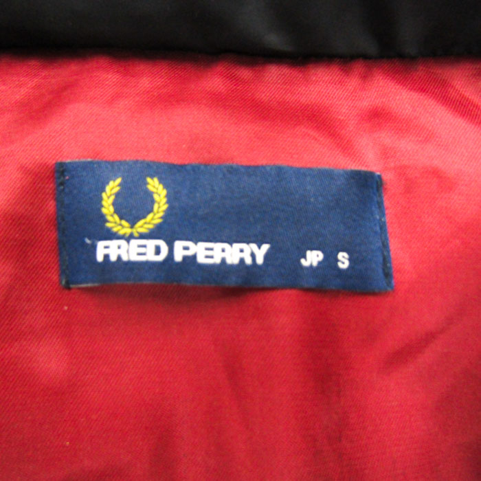 FRED PERRY ダウンジャケット ラクーンファー チェック ロゴ刺繍