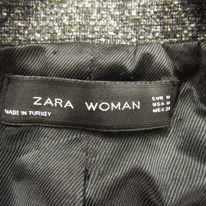 ザラウーマン テーラードジャケット ブレザー ウール混 ストレッチ アウター レディース USA Mサイズ グレー ZARA WOMAN