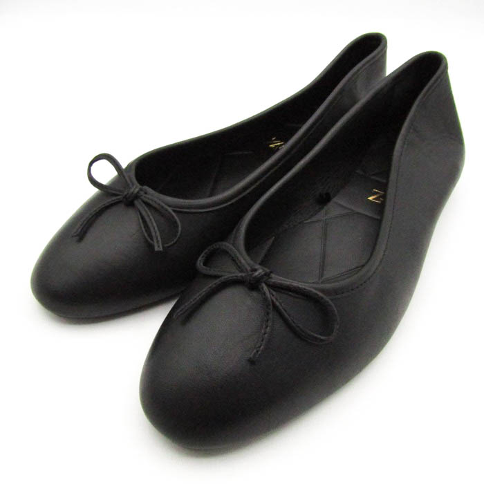 ZARA ブラックリボンフラットシューズ 40 新品