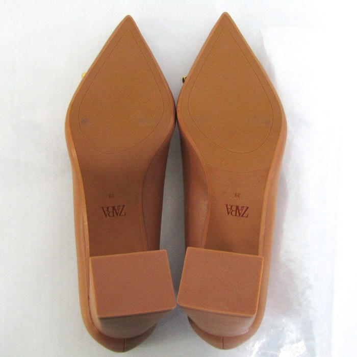 ザラ パンプス バックル チャンキーヒール ポインテッドトゥ