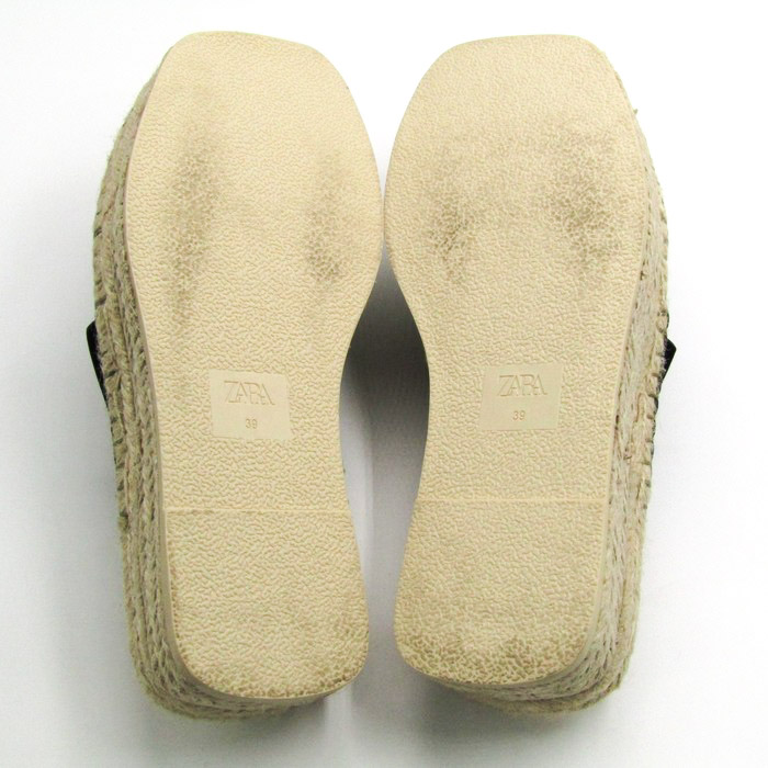 ザラ 厚底 サンダル ジュート ベルト 靴 レディース 39サイズ ブラック