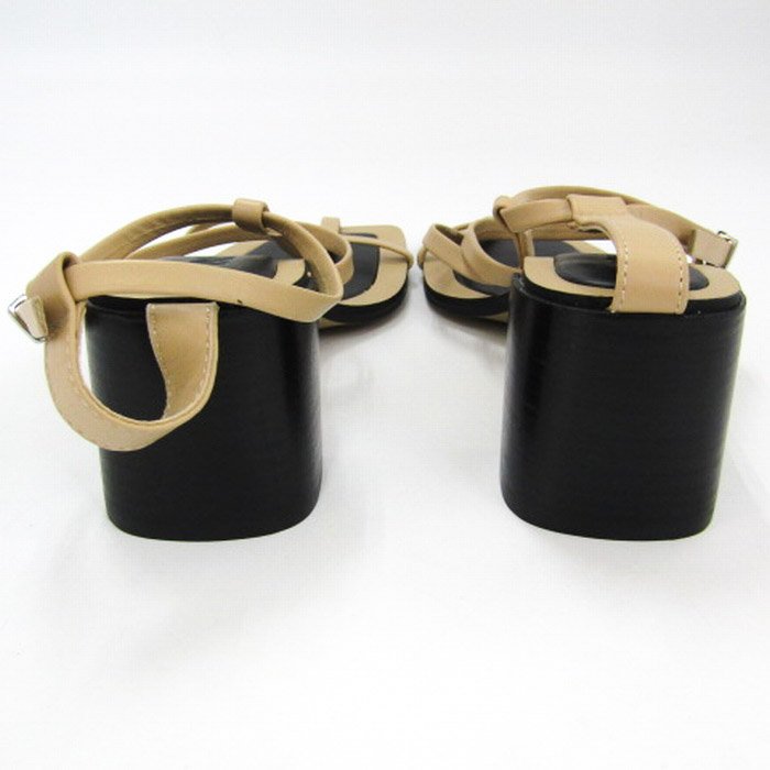 ベージュ ストラップサンダル 37 ザラ サンダル ストラップ 太ヒール 靴 レディース 37サイズ