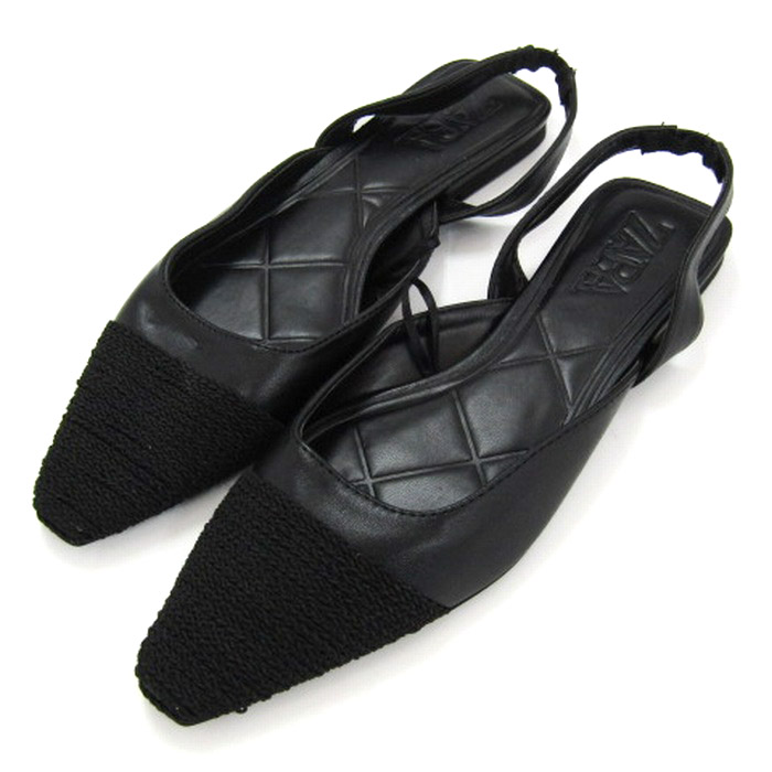【新品未使用タグ付】 ZARA (ザラ) グルカサンダル フラット ブラック ZARA - ザラ グルカサンダル フラットサンダル スウェード 靴