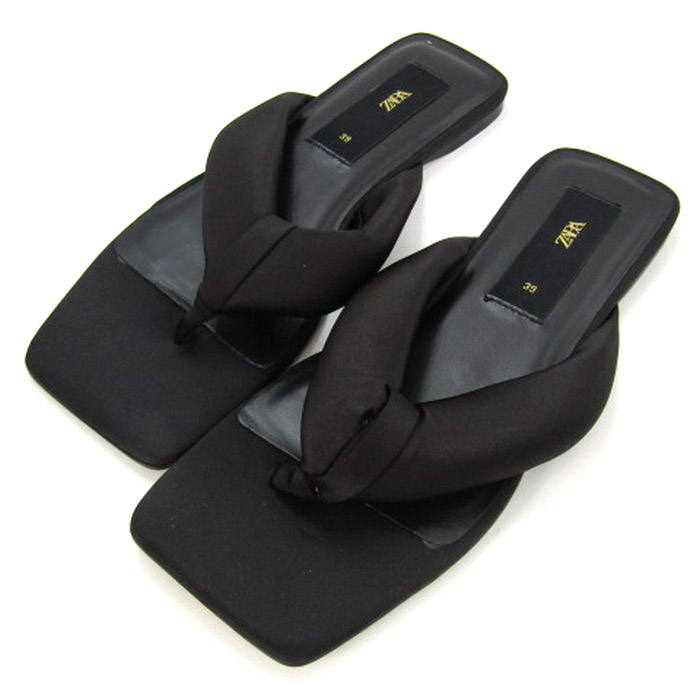 美品 ZARA ザラ トングサンダル 40 ビブラムソール ブラック 厚底 新品 ZARA VIBRAM ハイキングサンダル 40 ビブラム レザー