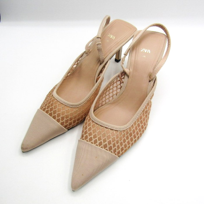 ZARA Vライン ポインテッドトゥ 革靴 36