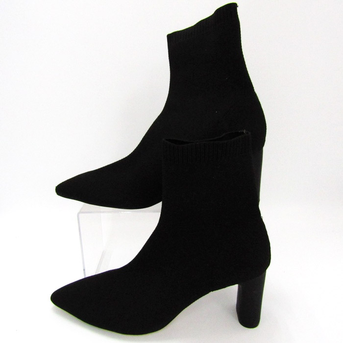 ザラ ブーツ チャンキーヒール シューズ 靴 黒 レディース 38