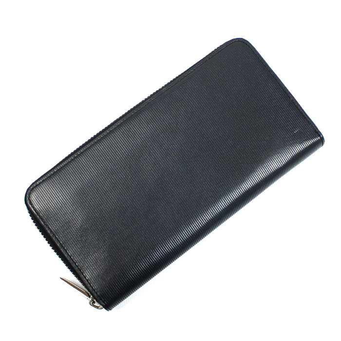 LANVIN ランバン ラウンドファスナー 長財布 ブラック 水色 JLMW7CT2 メンズ【中古】