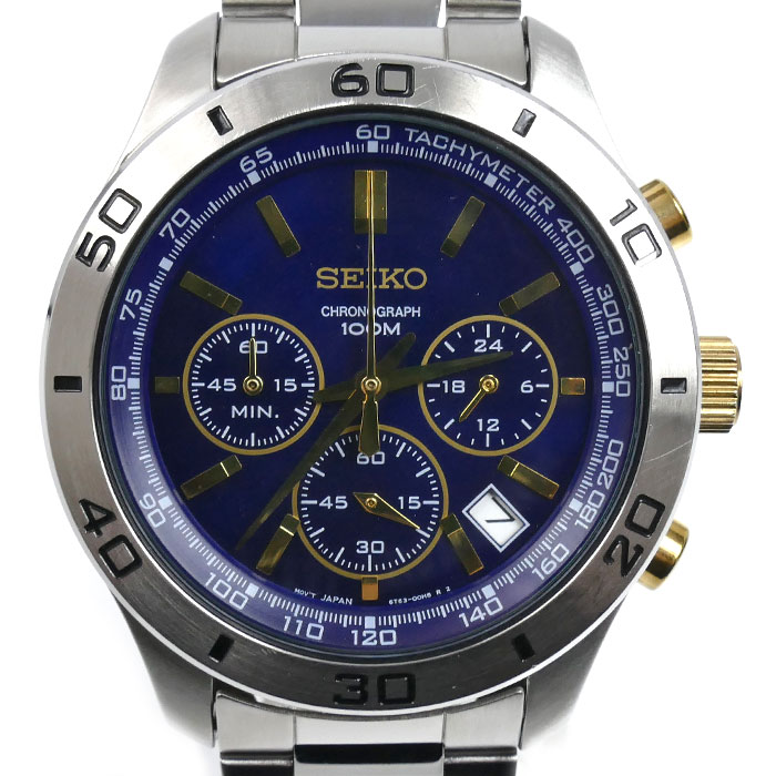 SEIKO セイコー クロノグラフ 腕時計 電池式 6T63-00E0 メンズ【中古】