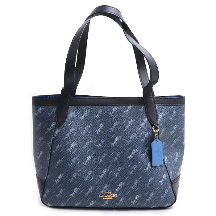 COACH コーチ ホースキャリッジ トートバッグ ブルー C4061 アウトレット レディース【中古】