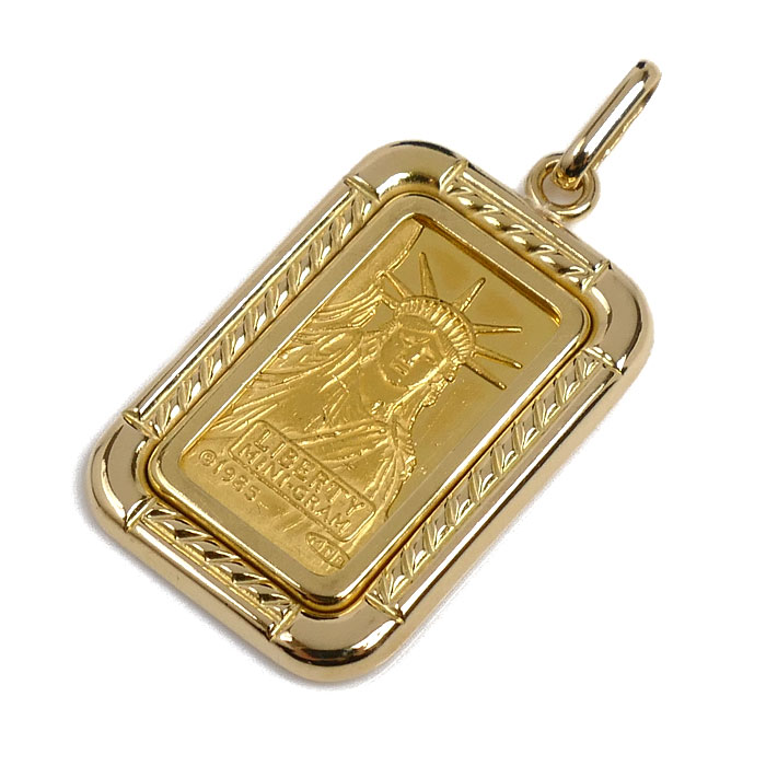 K24YG イエローゴールド K18YG イエローゴールド インゴット1g ペンダントトップ 2.1g ユニセックス【中古】