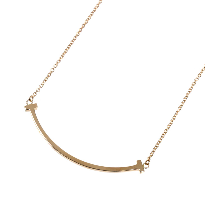 TIFFANY&Co. ティファニー K18PG ピンクゴールド Tスマイル スモール ネックレス 60011678 2.9g 41/46cm レディース【中古】【美品】