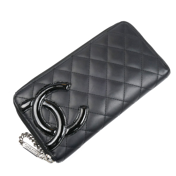 CHANEL シャネル カンボンライン 長財布 ラウンドファスナー ブラック A50078 レディース【中古】