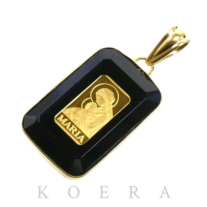 K18YG イエローゴールド 1g インゴット  ペンダントトップ 8.8g 両面ガラス ユニセックス【中古】