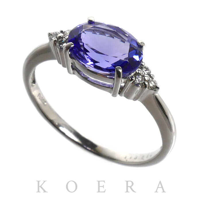 Pt900プラチナ リング・指輪 タンザナイト1.13ct ダイヤモンド0.04ct 7.5号 2.2g レディース【中古】