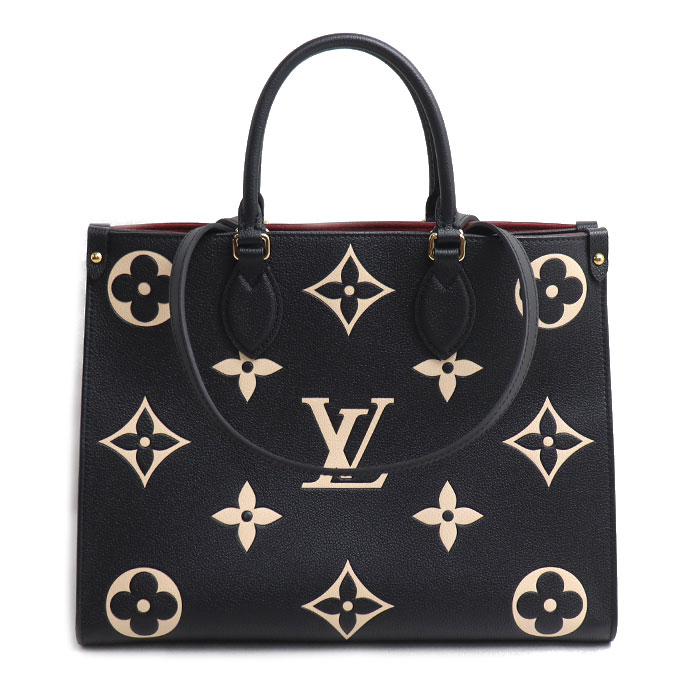 LOUIS VUITTON ルイ・ヴィトン オンザゴーMM トートバッグ モノグラムアンプラント バイカラー ブラック ベージュ M45495 レディース【中古】【美品】