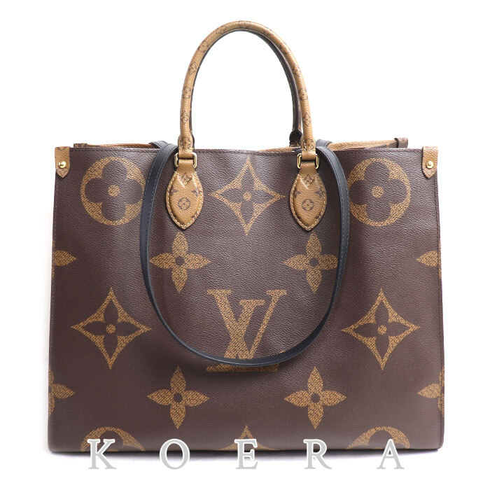 LOUIS VUITTON ルイ・ヴィトン オンザゴーGM トートバッグ モノグラム ジャイアント リバース ブラウン M45320 ユニセックス【中古】【美品】