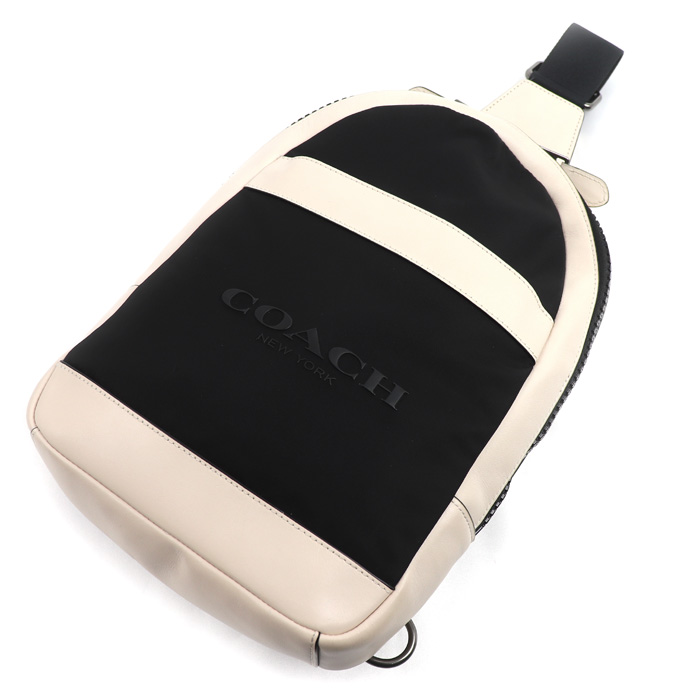 COACH コーチ チャールズ  ボディバッグ オフホワイト/ブラック F59320 アウトレット【中古】