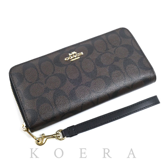 COACH コーチ ロング ジップ アラウンド ウォレット 長財布 ラウンドファスナー ブラウン C4452 IMAA8 レディース【中古】【美品】